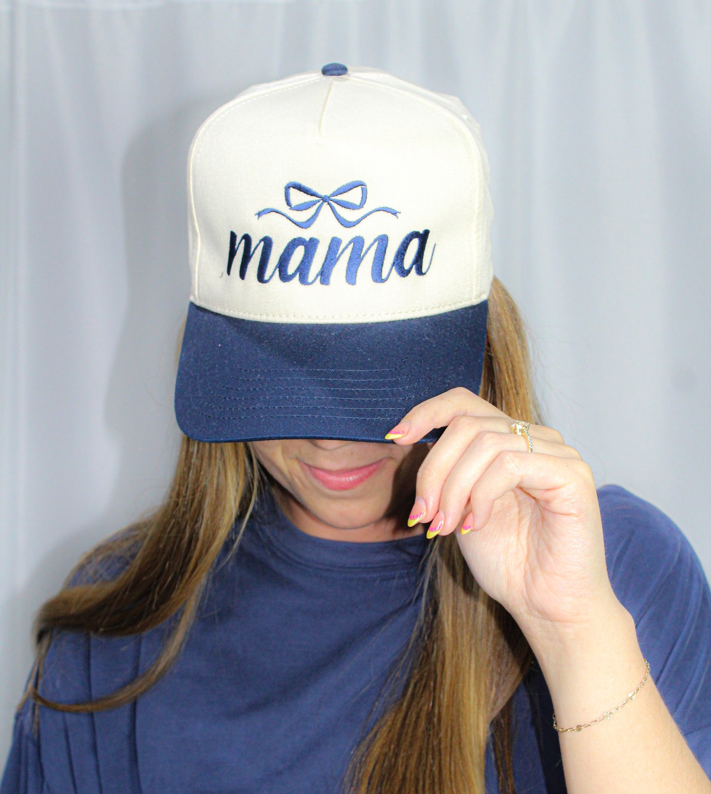 Bow Mama Embroidered Five Panel Twill Cap