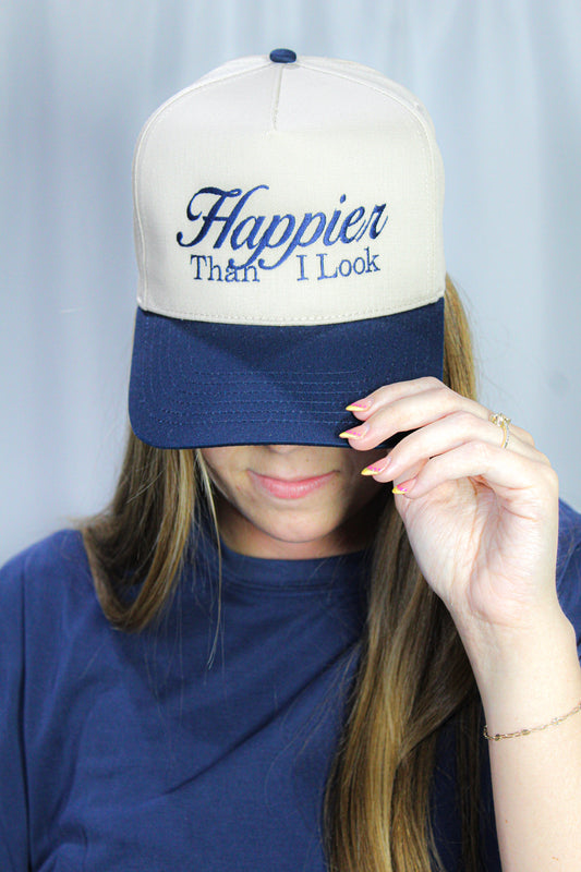 Happier Than I Look Embroidered Cap