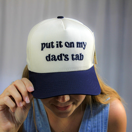 Two Tone Cap - Put it on my dad's tab (Navy/Beige)