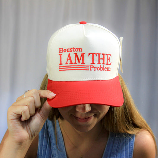 Two Tone Cap -  Houston I am The Problem - Beige/Red