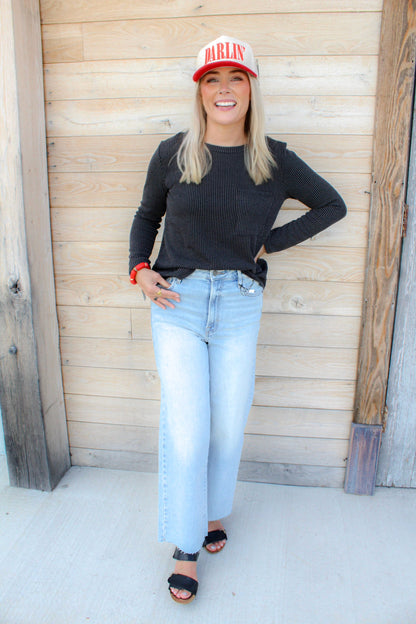 Rib Knit Long Sleeve Top