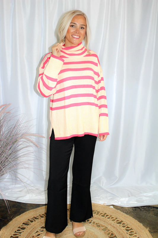 STRIPED TURTLENECK SWEATER