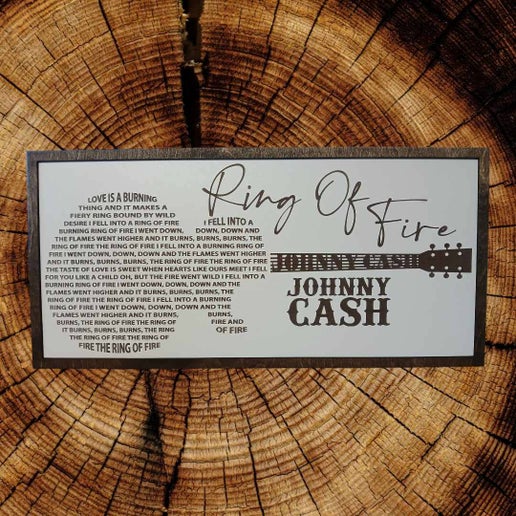 Johnny Cash, Ring of Fire, Song lyrics sign, bar sign