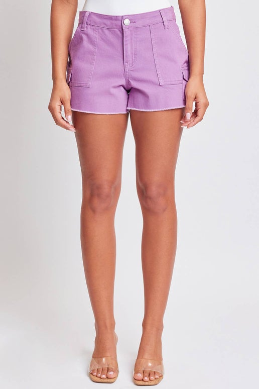 High-Rise Flap Pocket Cargo Short Summer Plum