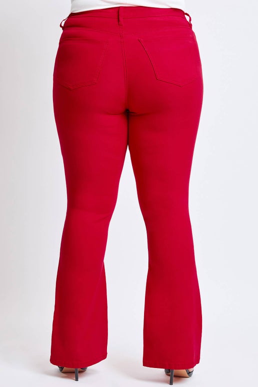 Plus Size Hyperstretch High-Rise Flare- Regular Ruby Red