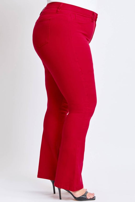 Plus Size Hyperstretch High-Rise Flare- Regular Ruby Red