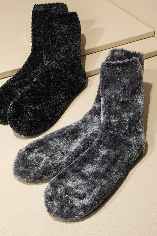 Luxury Chenille Socks: CHARCOAL