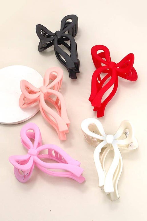 MATTE BOW HAIR CLAW CLIPS | 40H721: Poinciana Red