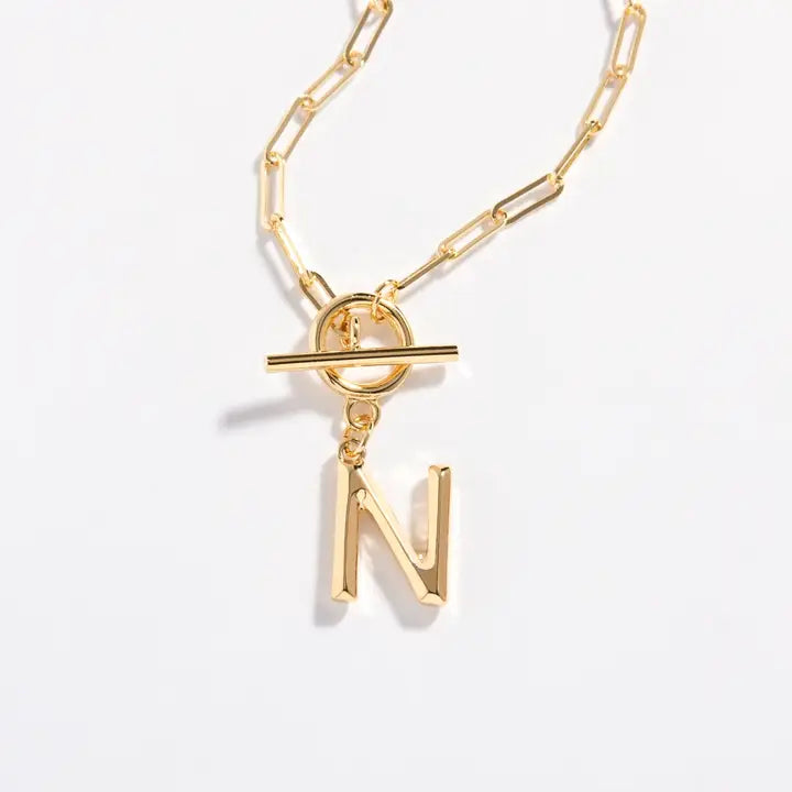 14K Gold "N" Necklace
