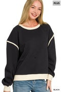 PLUS FLEECE CONTRAST TRIM SWEATSHIRT
