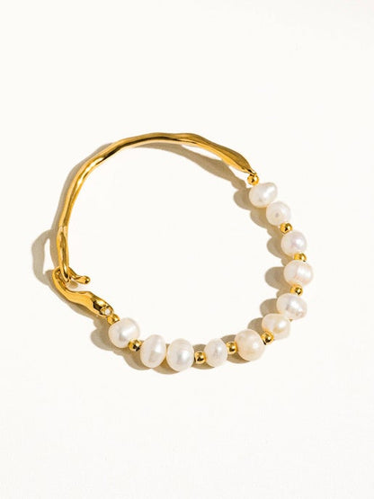 Olivia Gold Non-Tarnish Natural Pearl Gold Bracelet: Yellow Gold