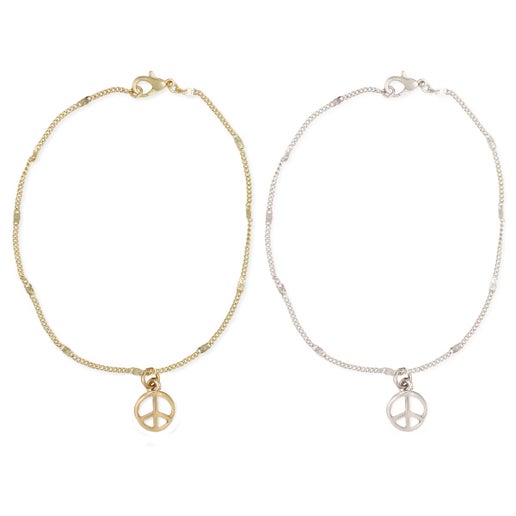 Peace Sign Charm Anklet