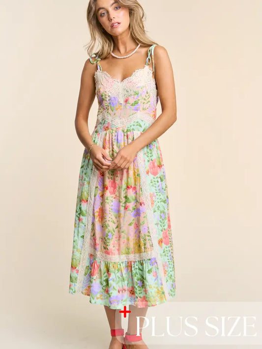 Plus Size Spaghetti Floral Dress