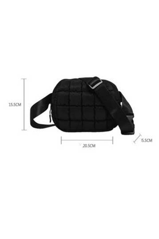 PUFFER QUILTED SLING BAG FANNY BAG BELT BUM BAG | 40P546: Black