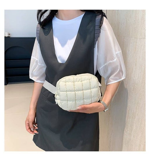 PUFFER QUILTED SLING BAG FANNY BAG BELT BUM BAG | 40P546: OFF WHITE