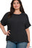 PLUS RAISED RIB CUFF SLEEVE RAW EDGE TOP