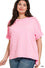 PLUS RAISED RIB CUFF SLEEVE RAW EDGE TOP