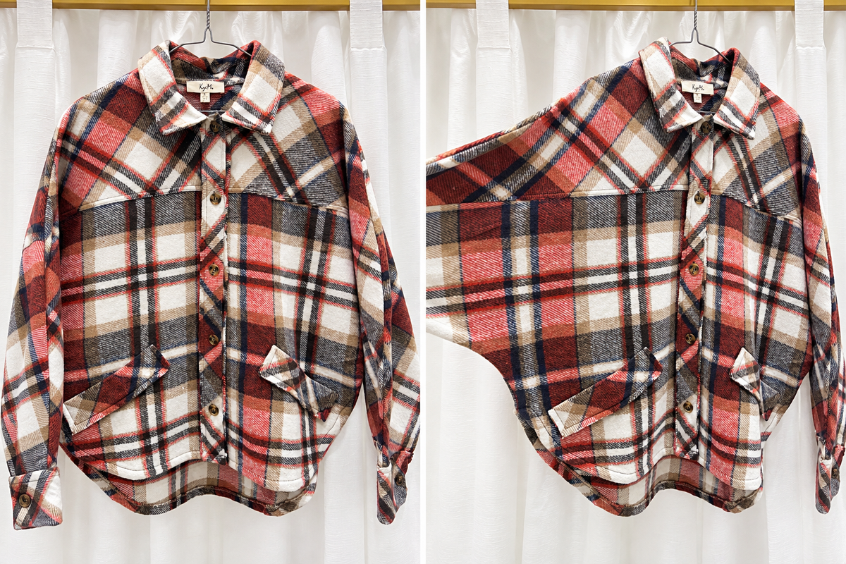 Plaid Print Button Closure Shacket
