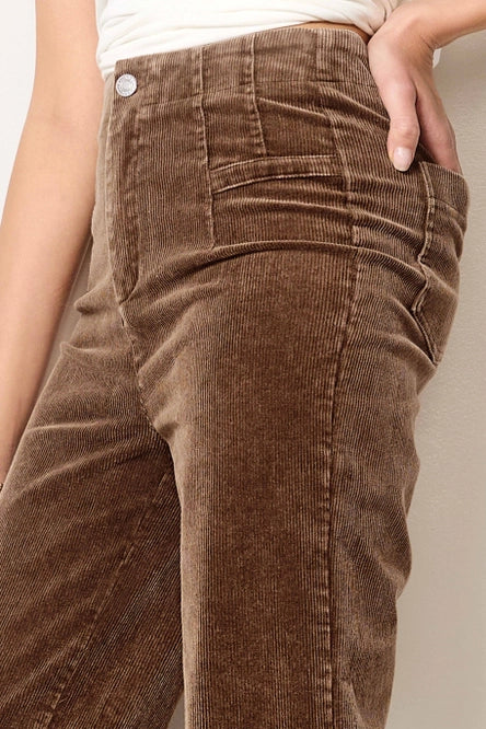 Mineral Washed High Waisted Wide Leg Corduroy Pants