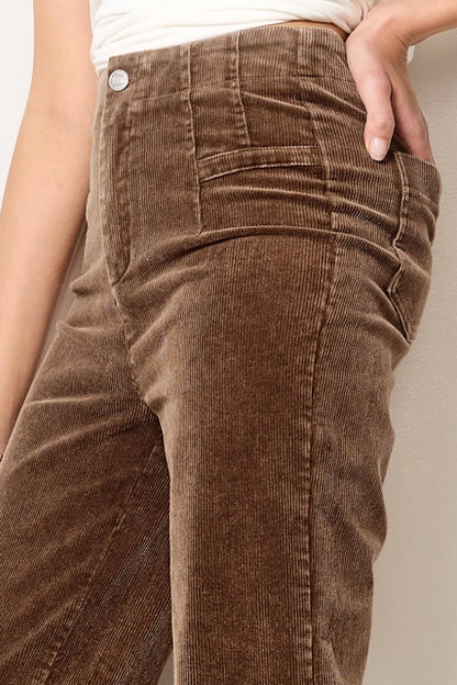 Mineral Washed High Waisted Wide Leg Corduroy Pants