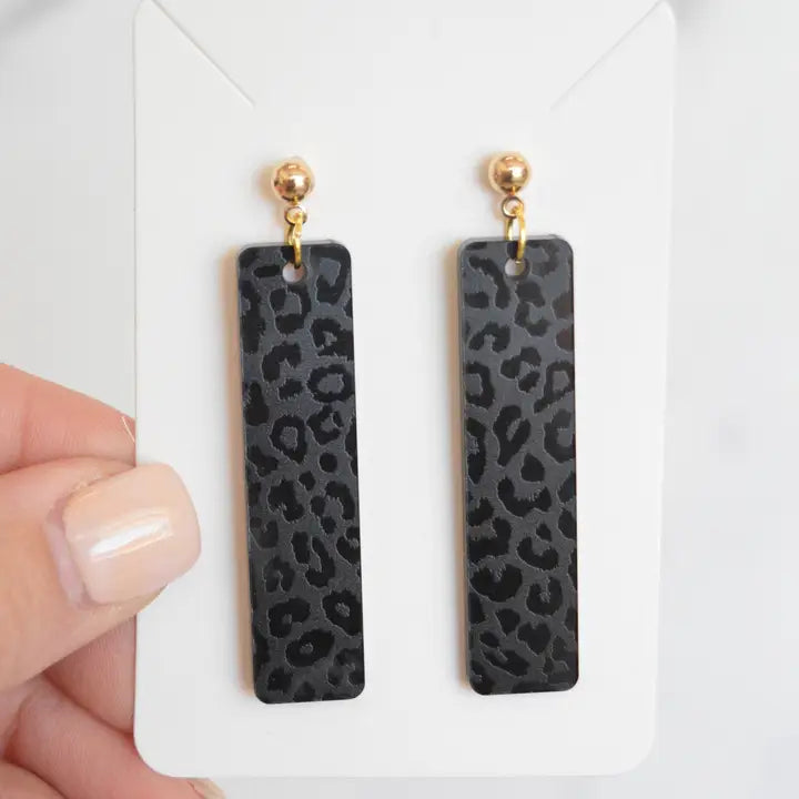 Leopard Print Bar Earrings