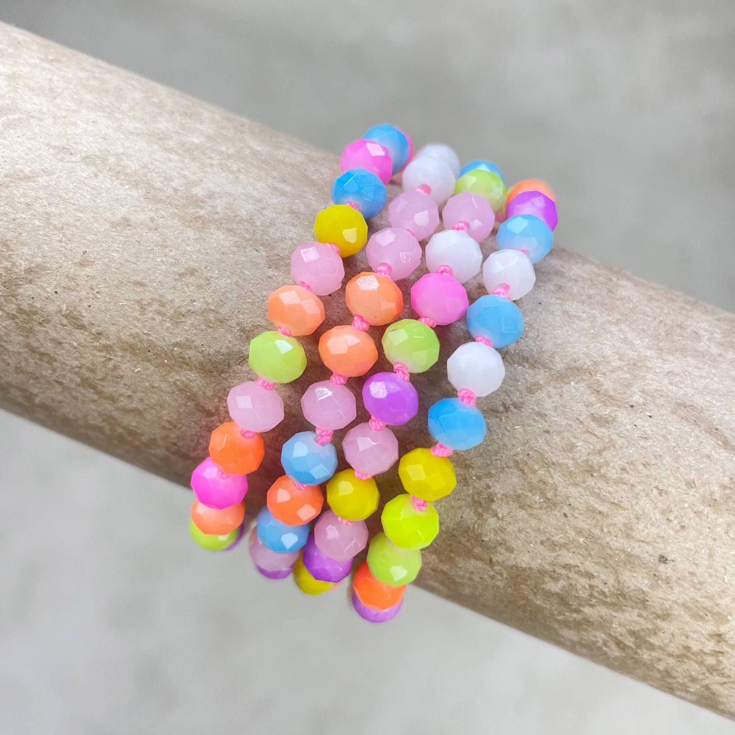 Barb// Mixed Neon Crystal Beaded Handknotted Bracelet