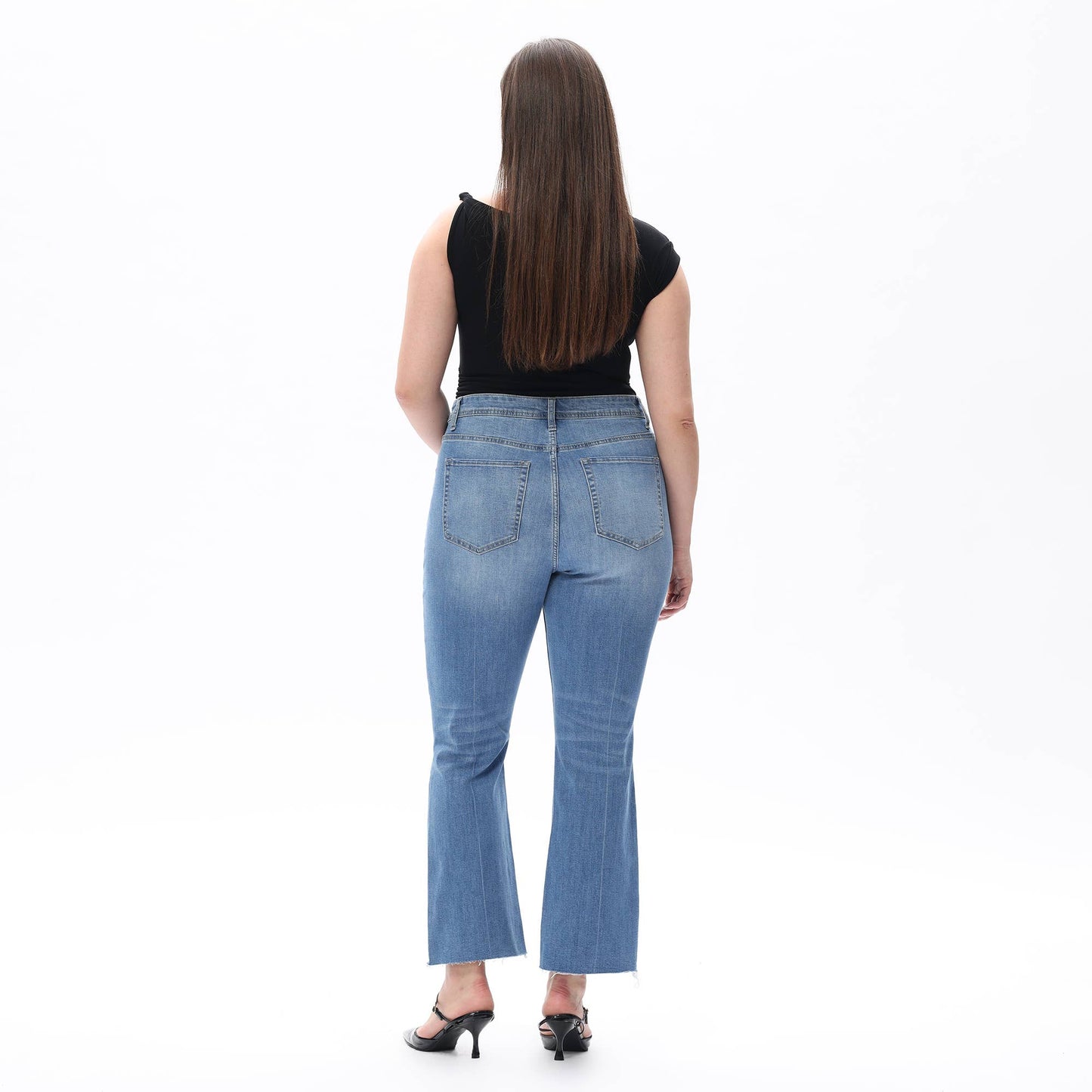 Plus Size Mid Rise Bootcut Ankle Denim Jeans OSF1138-P