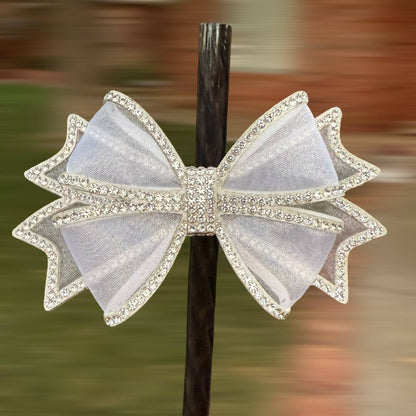 White Sheer Bling - Boujee Tumbler Bow