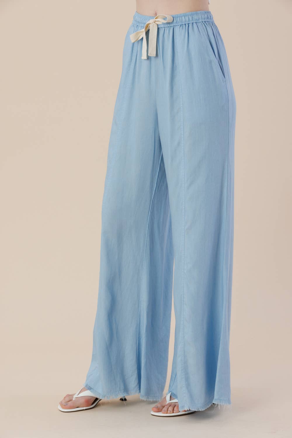 Tencel Pre-Washed Wide Leg Drawstring Pants