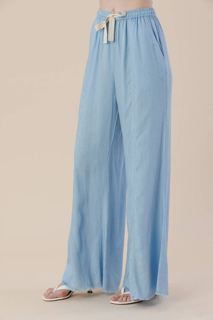 Tencel Pre-Washed Wide Leg Drawstring Pants