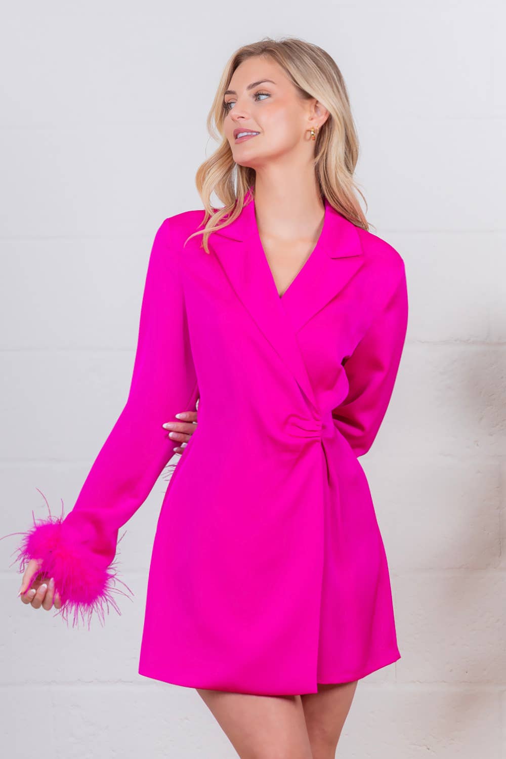 Satin romper with feather detail sleeve