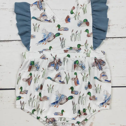 Duck Printed Baby Girls Romper