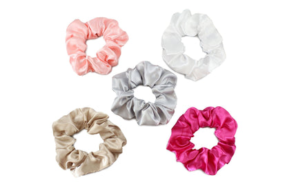 Satin Hair Scrunchies 5 Pk-prevents damage and breakage