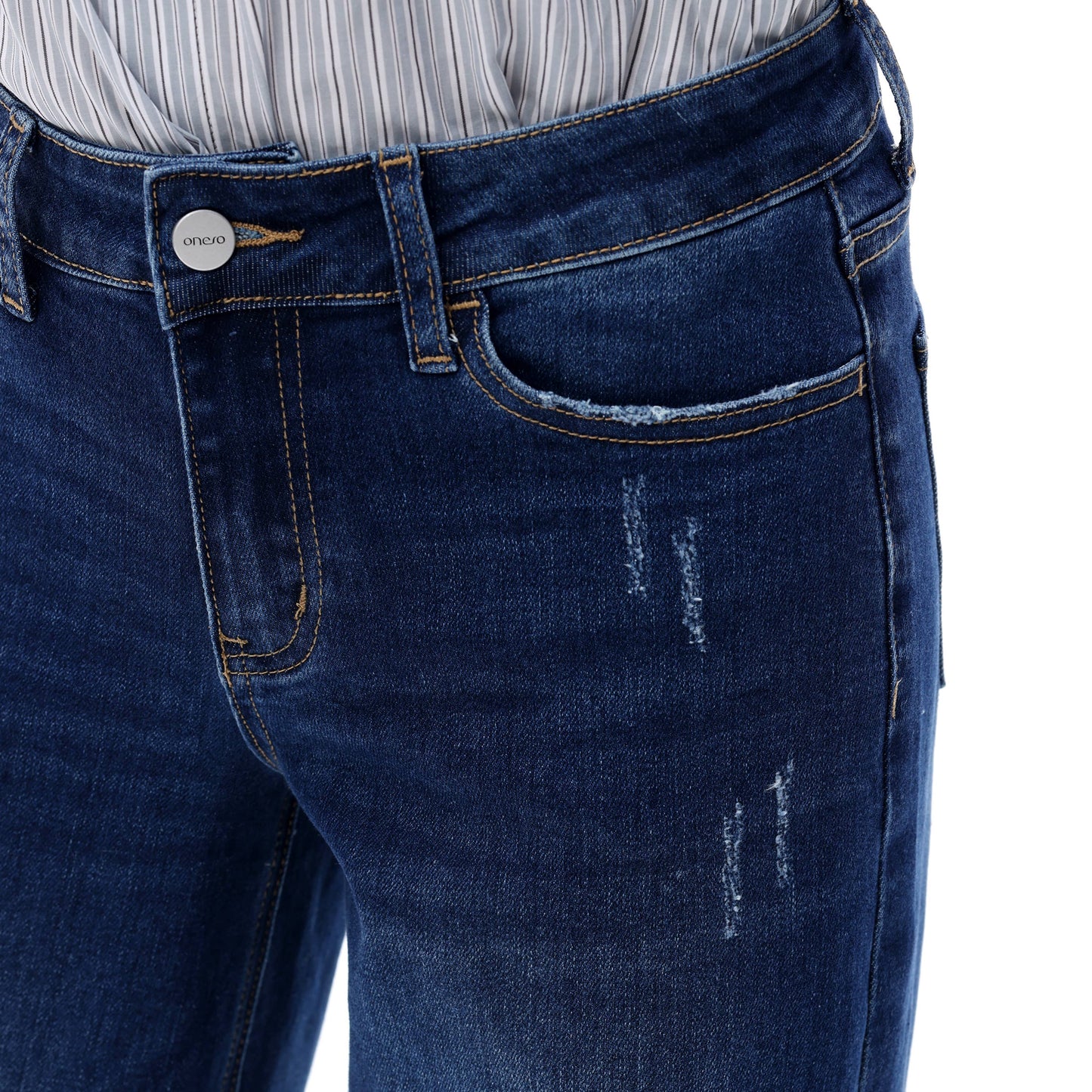 Mid Rise Wide Leg Jeans Relaxed Distressed Denim BG8001