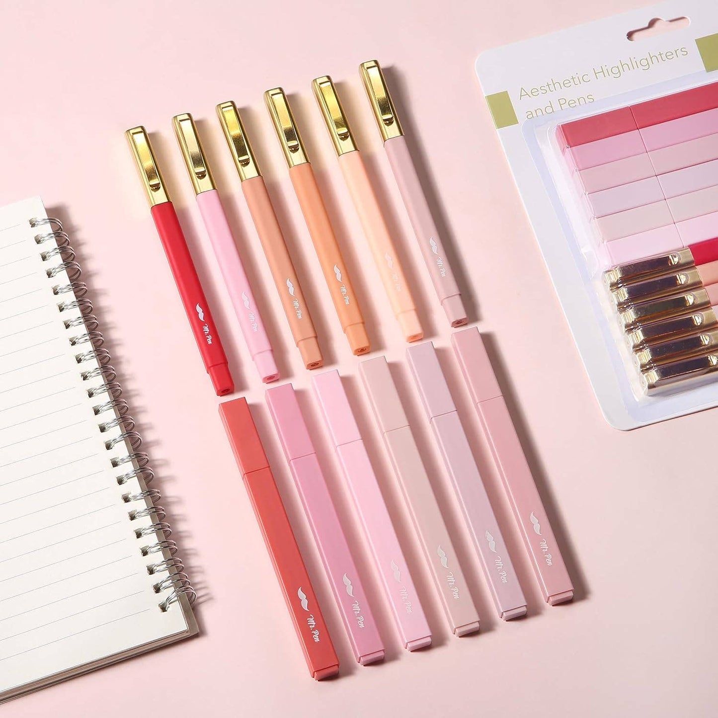 No Bleed Pink Highlighters & Pens for Bibles - 12 Pack