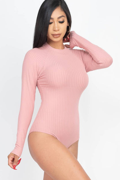 Mock Neck Ribbed Bodysuit