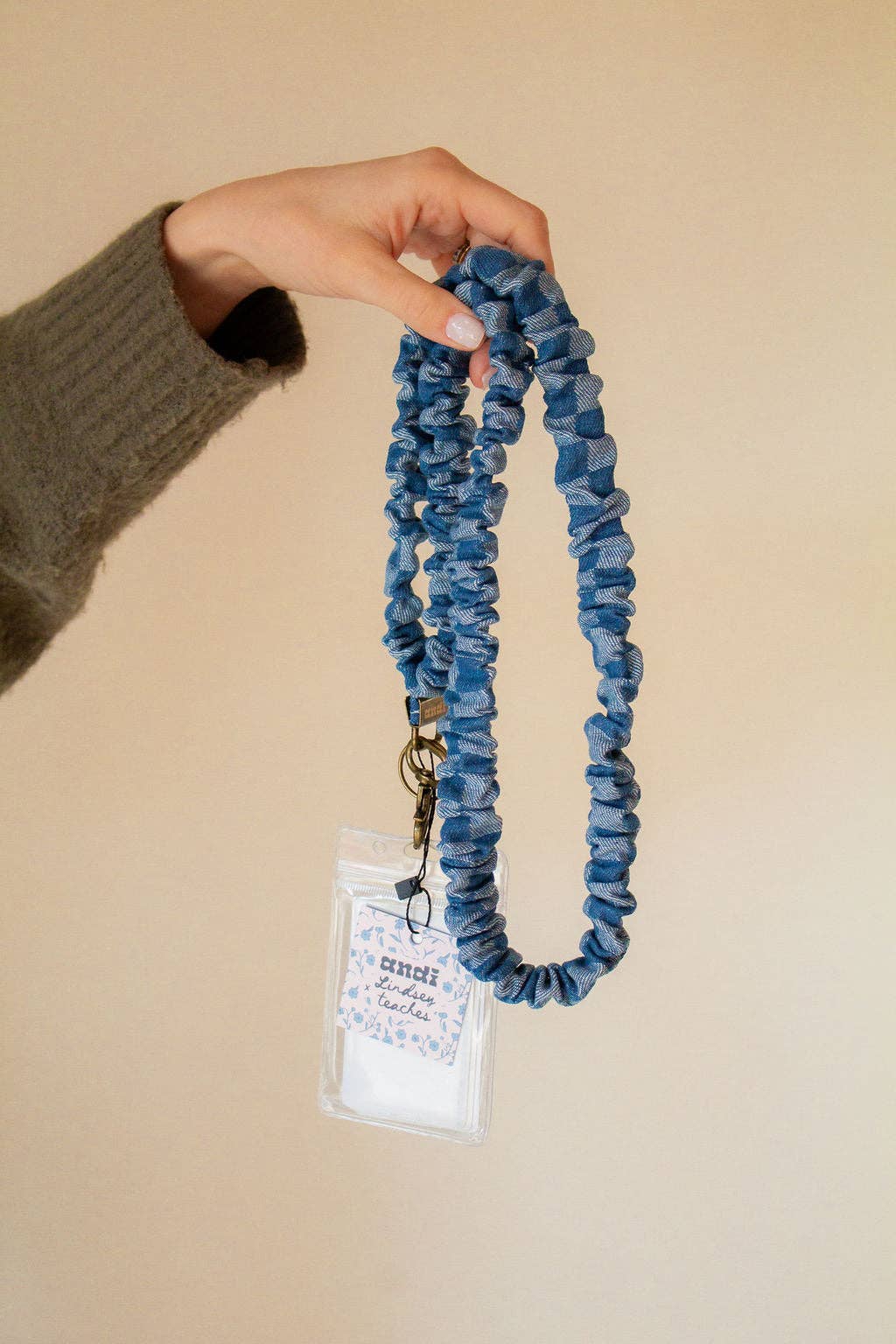 Denim Checked Lanyard