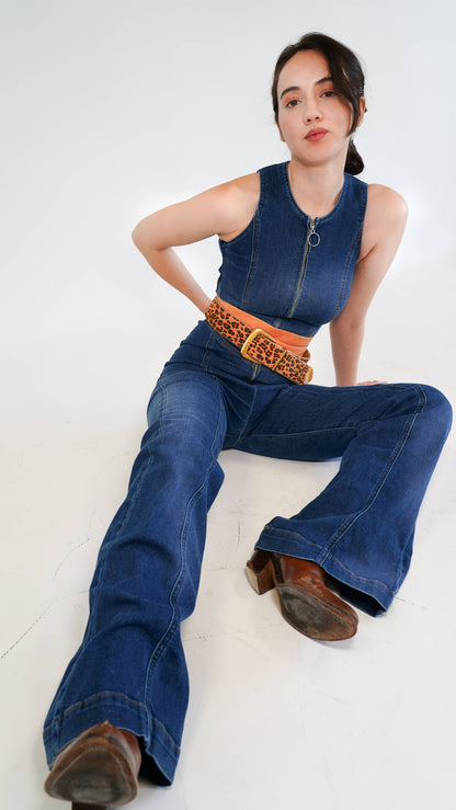 Zipper Lined Leopard Print Belt