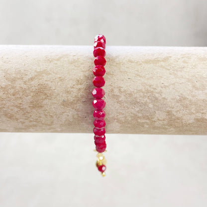 Gloria// Opaque Maroon Crystal Beaded Bracelet