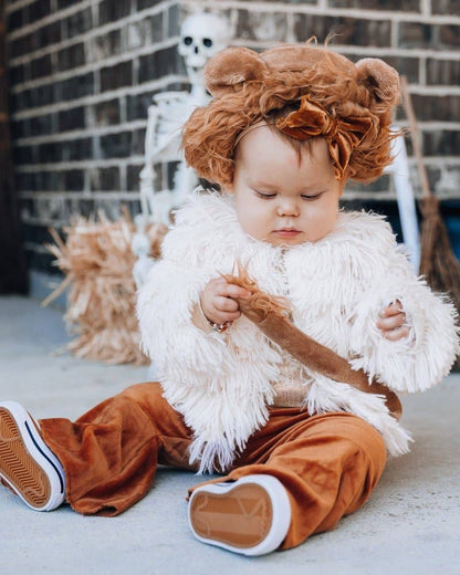 Mommy and Me Fatima Faux Shag Layered Jacket - Ivory