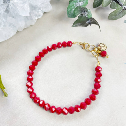 Gloria// Opaque Maroon Crystal Beaded Bracelet