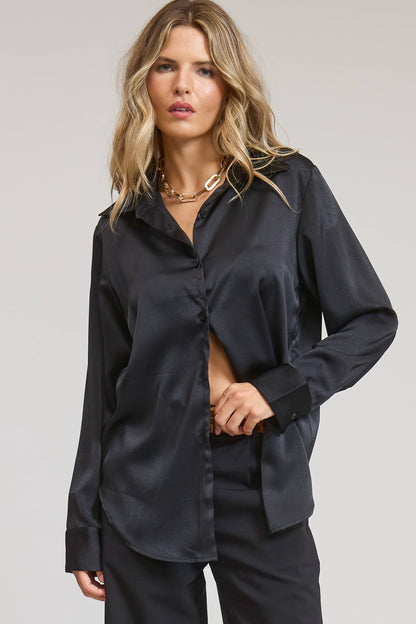 Silky Satin Button Down Blouse