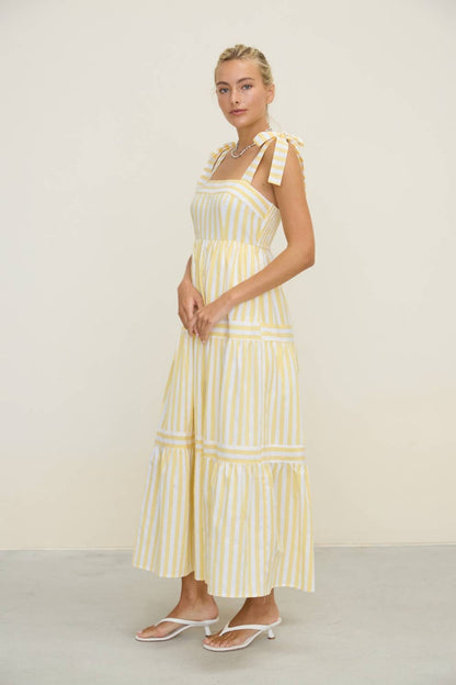 STRIPE TIE MIDI DRESS