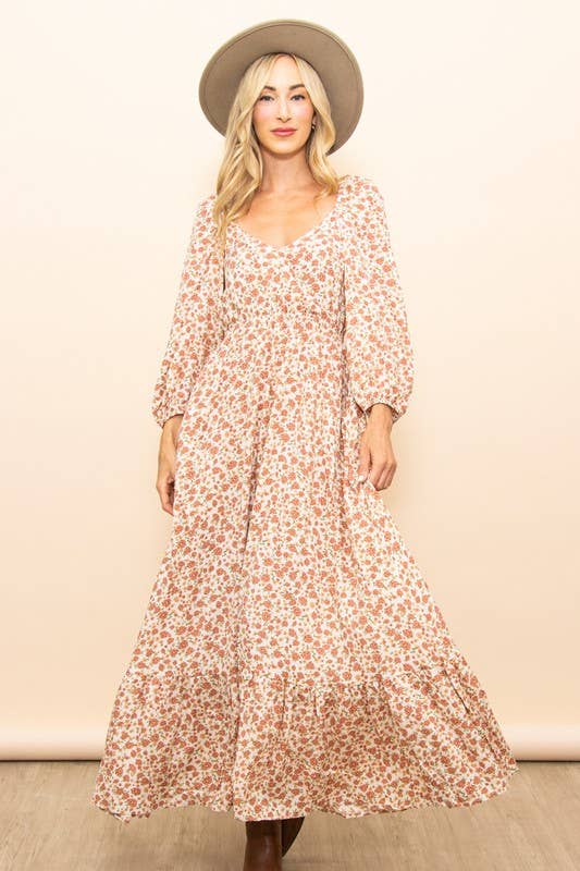 Reversible Floral Wide Flare Maxi Dress