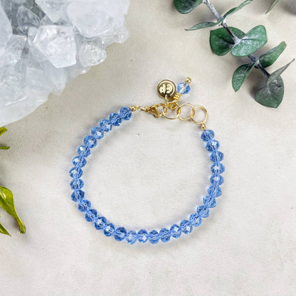 Gloria// Translucent Blue Crystal Beaded Bracelet