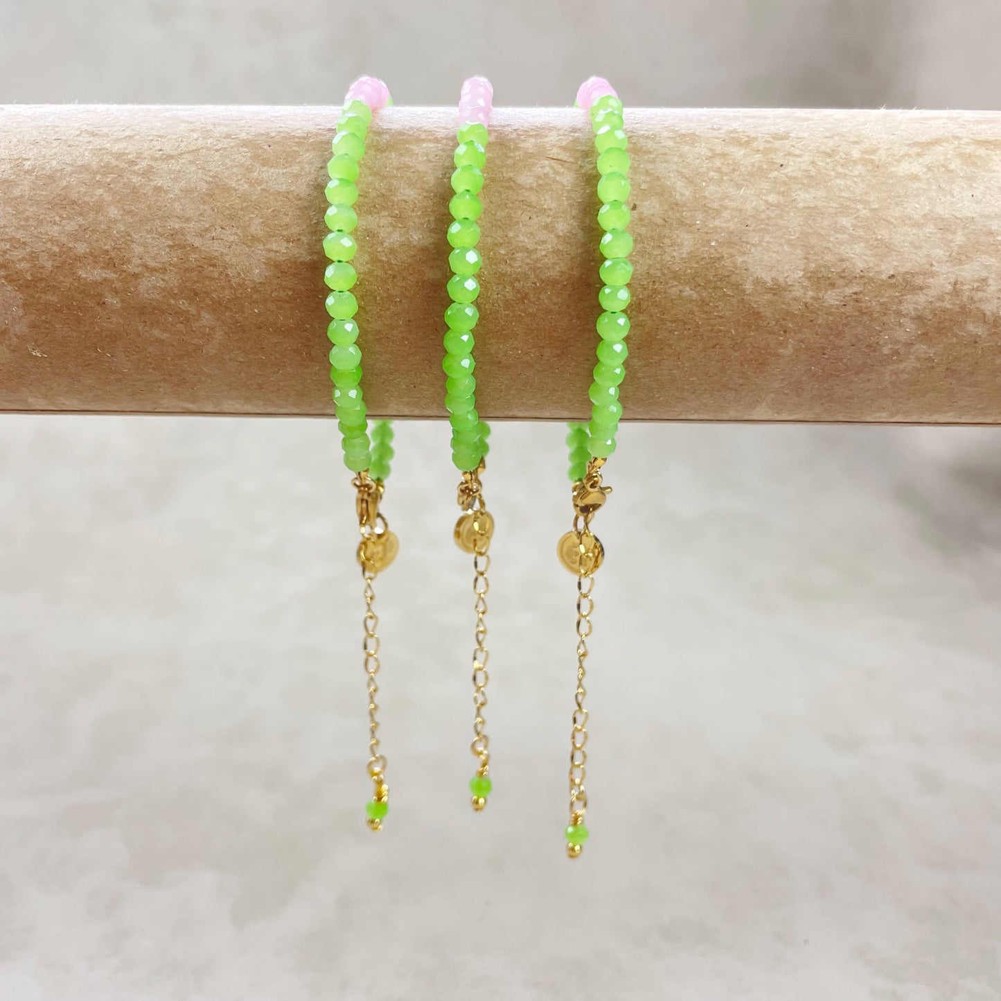 Mia// Guava Crystal Beaded Delicate Bracelet