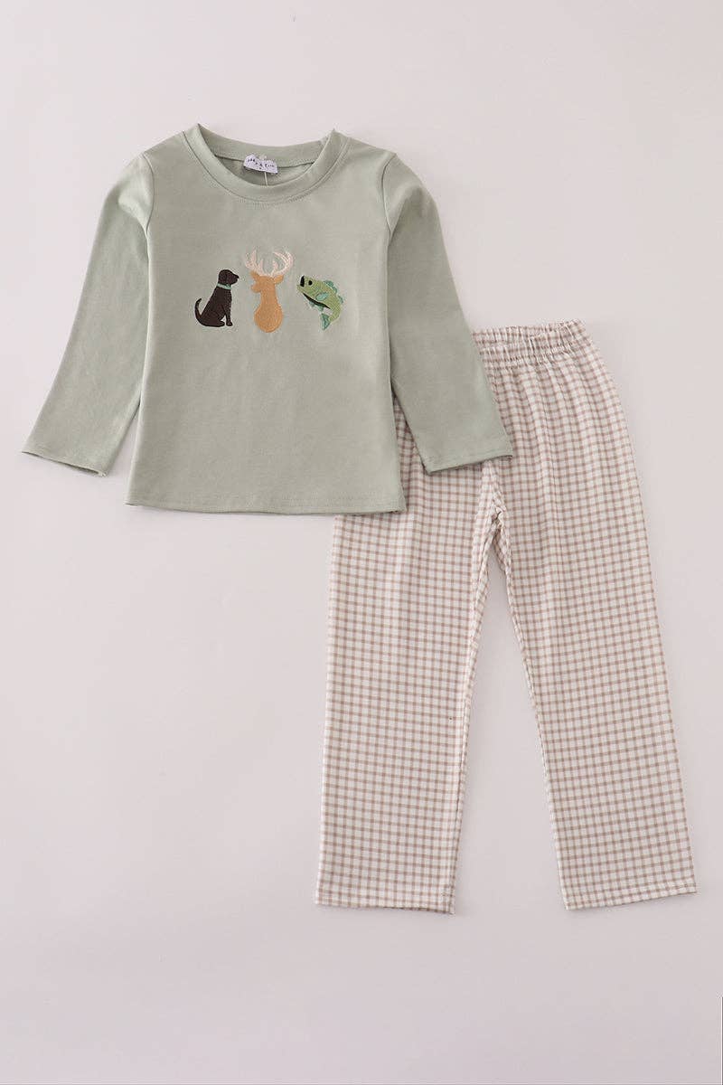 dog deer fish embroidered set
