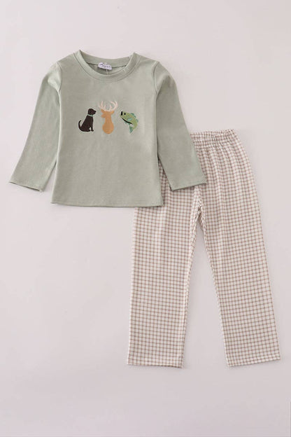 dog deer fish embroidered set