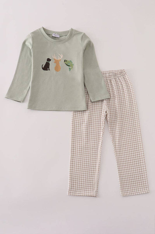 dog deer fish embroidered set