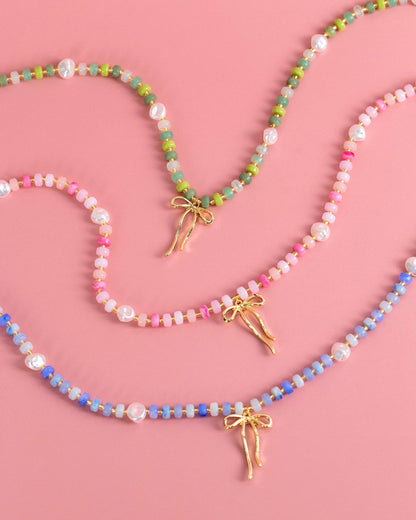 Pastel Crush Coquette Bead Pearl Necklace